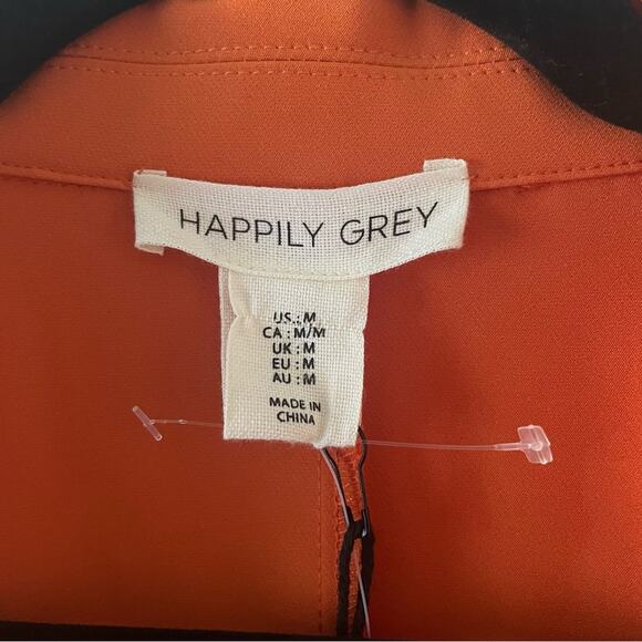 Happily Grey Blazer single button Coat NWT burnt orange faux pockets - Picture 6 of 8